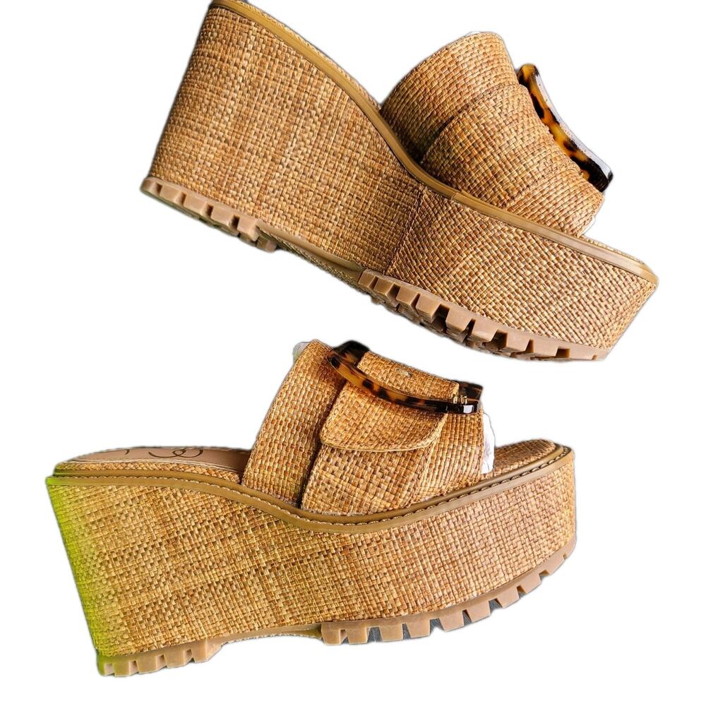 New! Livi Espadrille Wedge Sandal By Sam Edelman, Natural Raffia - Size: 5.5